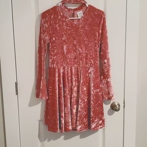 Crushed Velvet Blush Pink Dress